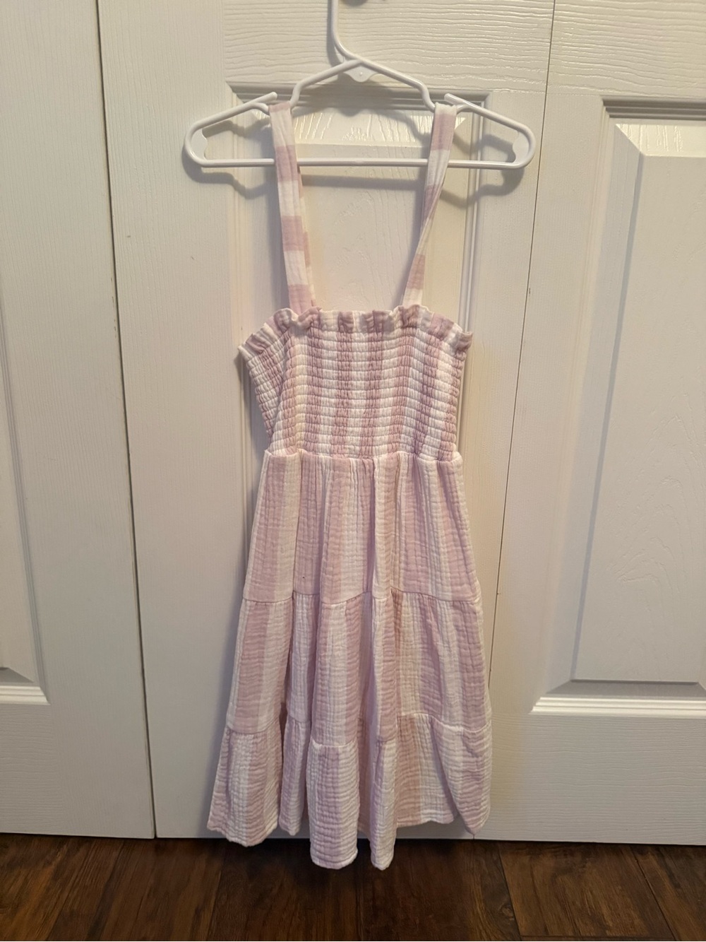 Grayson Threads Light Purple & white striped Tiered Smocked Sundress